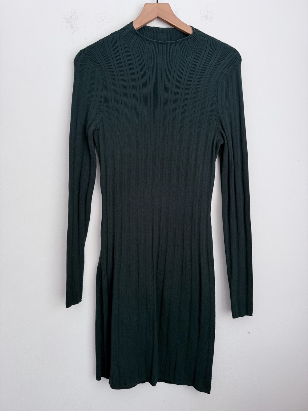 Abercrombie & Fitch Ribbed Sweater Dress Dark Green Bodycon Long sleeve M tall